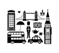 English England Symbol Wall Decals Big Ben London Wall Stickers Bedroom Decoration Diy-L-58x74cm-Black
