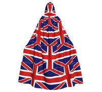 English Flag Print Adults Hooded Cloak, Halloween Robe Hooded Cape Witch Wizard Cosplay Costumes For Men Women
