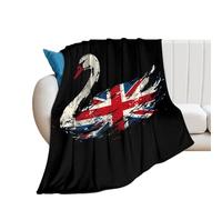 English Flag Swan Flannel Blanket Throw 250g Lightweight Carpet Large Bed Blankets for Sofa Couch Bed 60"*80"(150 * 200cm)