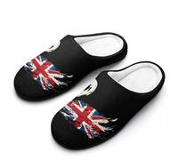 English Flag Swan Men's Cotton Slippers for Winter Casual House Shoes Soft Comfy Slip Indoor Outdoor