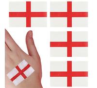 English Flag Tattoo - Pack of 4 - Temporary Waterproof England Football Rugby Flag Fancy Dress Costume Accessory