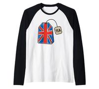 English Flag Tea Bag Funny Union Jack Graphic Cuppa Brew Raglan Baseball Tee