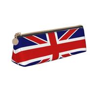English flag Triangle Leather Case Multi Functional Cosmetic Bag Portable Makeup and Stationery Storage Bag , White, One Size, Lightweight, White, One Size, Lightweight