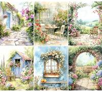 English Garden Rice Paper, 20 x 26.5cm(6 Sheets) - 6X Decoupage Papers for Collage, Mixed Media, Card Making & Crafts, Decoupage by CRAFT KREATIVELY