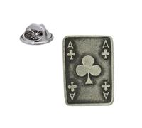 English Handmade Pewter Ace of Clubs Card Lapel Pin Badge 15 x 20 mm