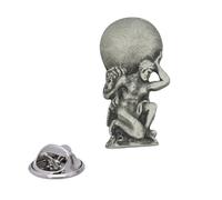English Handmade Pewter Atlas the Titan Lapel Pin Badge 15 x 30 mm, Presented in a Gift Box