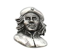 English Handmade Pewter Che Guevara Brooch in a Velvet Gift Pouch