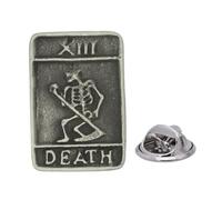 English Handmade Pewter Death Tarot Card Lapel Pin Badge 15 x 20 mm, Presented in a Gift Box