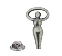 English Handmade Pewter Earth Mother Lapel Pin Badge 12 x 25 mm, Presented in a Gift Box