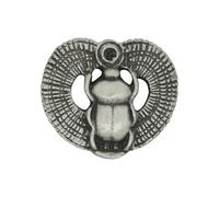 English Handmade Pewter Eygptian Scarab Beetle Brooch, Antiqued Silver Finish, Hand-Cast, 35 x 33mm, with Velvet Gift Pouch