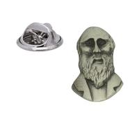 English Handmade Pewter Famous Britons Charles Darwin Britains Lapel Pin Badge 15 x 20 mm, Presented in a Gift Box