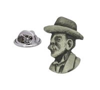 English Handmade Pewter Famous Britons Thomas Hardy Brunel Britains Lapel Pin Badge 15 x 25 mm, Presented in a Gift Box