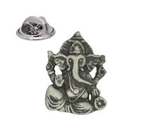 English Handmade Pewter Ganesh Lapel Pin Badge 22 x 25mm