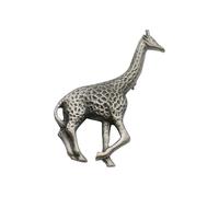 English Handmade Pewter Giraffe Brooch, Antiqued Silver Finish, Hand-Cast, 38 x 50mm, with Velvet Gift Pouch