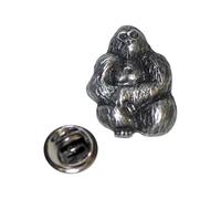 English Handmade Pewter Gorilla Ape Lapel Pin Badge 17 x 25 mm, Presented in a Gift Box