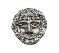 English Handmade Pewter Green Man 'Rebirth' Brooch, Silver Finish, Hand-Cast, 36 x 38mm, with Velvet Gift Pouch