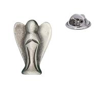 English Handmade Pewter Guardian Angel Lapel Pin Badge 20 x 15 mm, Presented in a Gift Box