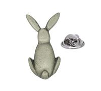 English Handmade Pewter Hare from Behind Countryside Lapel Pin Badge 15 x 30 mm, Presented in a Gift Box
