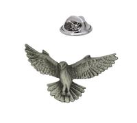 English Handmade Pewter Kestrel Bird Lapel Pin Badge 30 x 20 mm, Presented in a Gift Box