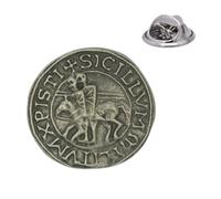 English Handmade Pewter Knights Templar Seal Lapel Pin Badge 25 x 25 mm, Presented in a Gift Box