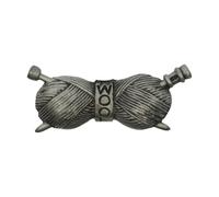 English Handmade Pewter Knitting Wool Brooch, Silver Finish, Hand-Cast, 45 x 20mm, with Velvet Gift Pouch