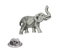 English Handmade Pewter Lucky Elephant Lapel Pin Badge 25 x 20 mm, Presented in a Gift Box