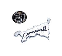 English Handmade Pewter Map of Cornwall County England Lapel Pin Badge 30 x 20 mm, Presented in a Gift Box