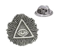 English Handmade Pewter Masonic All Seeing Eye Lapel Pin Badge 25 x 25 mm, Presented in a Gift Box