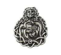 English Handmade Pewter Norse Goddess Hel Brooch in a Velvet Gift Pouch