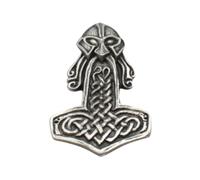 English Handmade Pewter Norse Mjolnir Thors Hammer Brooch with Velvet Pouch