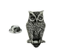 English Handmade Pewter Owl Bird Wildlife Lapel Pin Badge 15 x 25 mm, Presented in a Gift Box