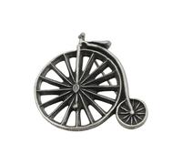 English Handmade Pewter Penny Farthing Bicycle Brooch, Antiqued Silver Finish, Hand-Cast, 40 x 37mm, with Velvet Gift Pouch