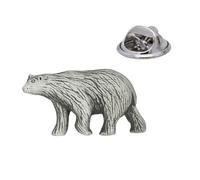 English Handmade Pewter Polar Bear Lapel Pin Badge 25 x 15 mm, Presented in a Gift Box