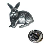 English Handmade Pewter Rabbit Lapel Pin Badge 20 x 25 mm, Presented in a Gift Box