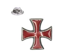English Handmade Pewter Red Templars Knight Cross Design Lapel Pin Badge 22 x 22 mm