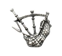 English Handmade Pewter Scottish Bagpipe Brooch in a Velvet Gift Pouch