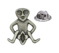 English Handmade Pewter Sheela Na Gig Lapel Pin Badge 22 x 25 mm, Presented in a Gift Box