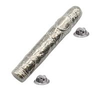 English Handmade Pewter Shiny Cigar Lapel Pin Badge, Dual Butterfly Backing, with Gift Box, 55 x 7mm