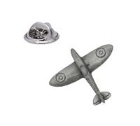 English Handmade Pewter Spitfire WW2 British Aircraft Lapel Pin Badge 20 x 15 mm, Presented in a Gift Box