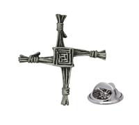 English Handmade Pewter St Brigid Cross Irish Saint Lapel Pin Badge 20 x 15 mm, Presented in a Gift Box