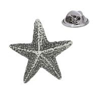 English Handmade Pewter Starfish Lapel Pin Badge 25 x 25 mm