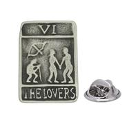 English Handmade Pewter The Lovers Tarot Card Lapel Pin Badge 15 x 20 mm