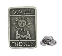 English Handmade Pewter The Sun Tarot Card Lapel Pin Badge 15 x 20 mm