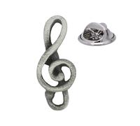 English Handmade Pewter Treble Clef Music Symbol Lapel Pin Badge 10 x 25 mm