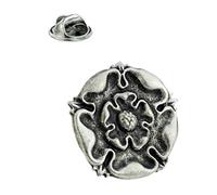 English Handmade Pewter Tudor Rose Lapel Pin Badge 30 x 20 mm, Presented in a Gift Box