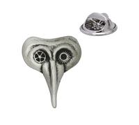 English Handmade Pewter Venetian Mask Lapel Pin Badge 20 x 25 mm, Presented in a Gift Box