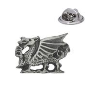 English Handmade Pewter Wales Welsh Dragon Lapel Pin Badge 20 x 15 mm
