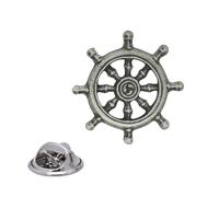 English Handmade Pewter Wheel of Dharma Lapel Pin Badge 25 x 25 mm