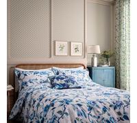 English Heritage Craven Street Floral Double Duvet Cover SET, Woad