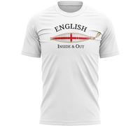English Inside Out Zipper Mens T Shirt England Cross Tee, XL, White